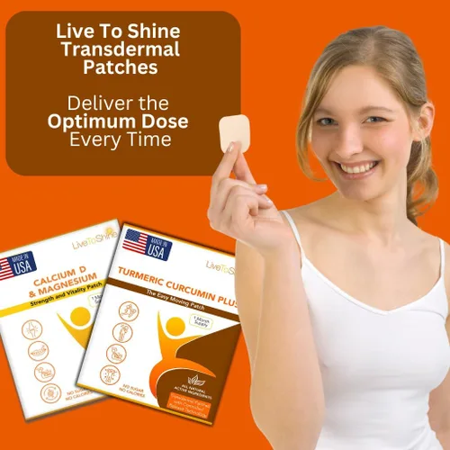 Miniatura 4 de Live To Shine Paquete de parches D de curcumina de cúrcuma y calcio y magnesio, sigue moviéndose, mantente fuerte, suministro para 30 días cada