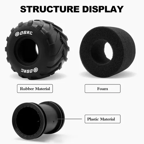 Miniatura 3 de OGRC 1.0 RC Monster Truck Juego de neumáticos para FCX24 SCX24 C10 JLU Deadbolt Gladiator Bronco 1/24 Crawler Car (negro)