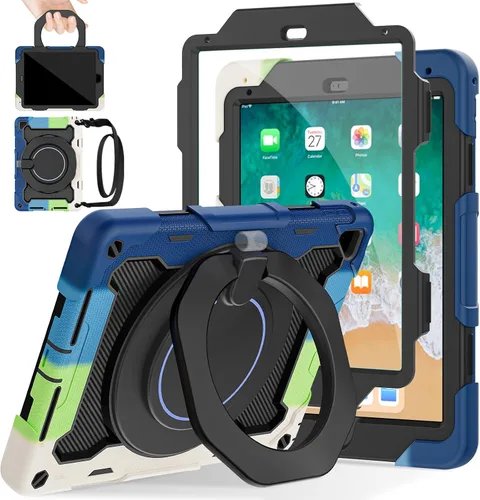 Miniatura 12 de ROISKIN Funda para iPad de 6ª y 5ª generación de 9.7 pulgadas, Pro 9.7, Air 2 con soporte giratorio 360 y correa de mano