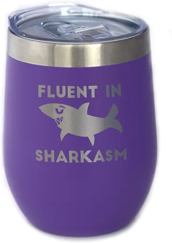 Miniatura 7 de Personalizado Fluido en Sharkasm - Vaso Tumbler de Vino Personalizado de Tiburón Divertido con Tapa Deslizante - Taza Aislada de Acero Inoxidable