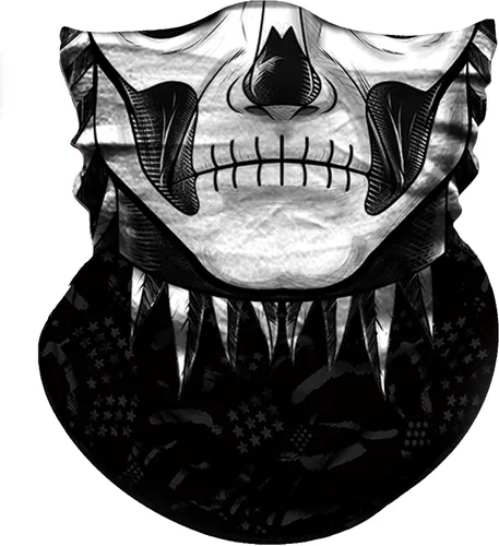 Miniatura 34 de Obacle Bandana máscara facial cuello polaina tubo máscara hombres mujeres para protección solar contra el polvo Bandera de calavera blanca y negra