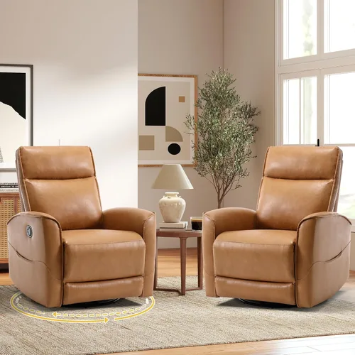 Miniatura 15 de HAOMARKETS Silla reclinable basculante giratoria, sillón reclinable manual de imitación de cuero para adultos, sofá reclinable para cuarto del bebé