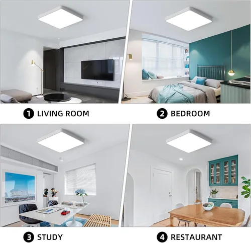 Miniatura 2 de Ganeed luces de techo LED de 19.6 pulgadas, lámpara de techo LED de montaje empotrado cuadrado de 39W, 6500K, lámpara de techo de luz diurna, Blanco