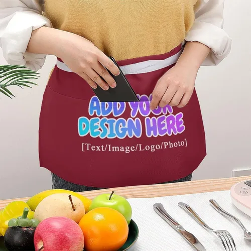 Miniatura 173 de AXKEUDO Delantal personalizado con bolsillos, delantales de cintura para camarera para cocinar en casa, restaurante, servir trabajo