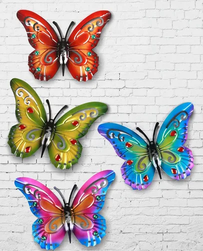 Miniatura 7 de 2 piezas de mariposas de metal para valla de patio, decoración de jardín, mariposa grande de 14 pulgadas para patio al aire libre, patio, balcón