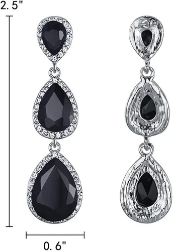 Miniatura 97 de EleQueen Pendientes de cristal austriaco en tono dorado para mujer, forma de pera de 2.5 pulgadas, color esmeralda