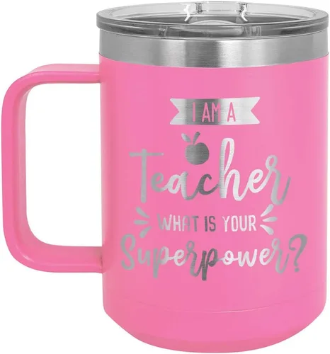 Miniatura 7 de I AM A TEACHER WHAT IS YOUR SUPERPOWER Taza de café roja de 15 oz con tapa deslizante Taza de café de viaje aislada Ideas de regalos de Rojo