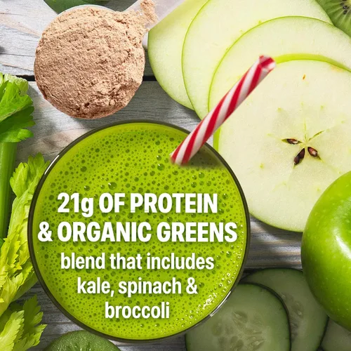 Miniatura 6 de Orgain - Proteína orgánica vegana en polvo + verduras, chocolate cremoso con sabor a budín de fresa - 21 g de proteína a base de plantas, sin