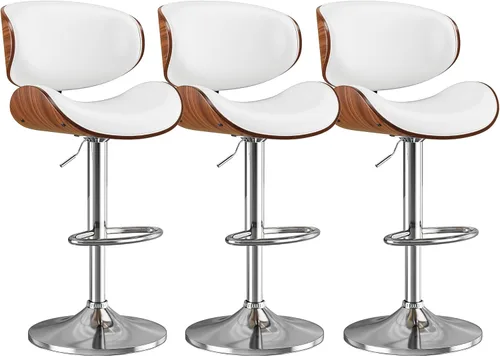 Miniatura 22 de Taburetes de bar, taburetes de bar giratorios ajustables para isla de cocina, sillas de barra de cuero moderno de mediados de siglo de altura
