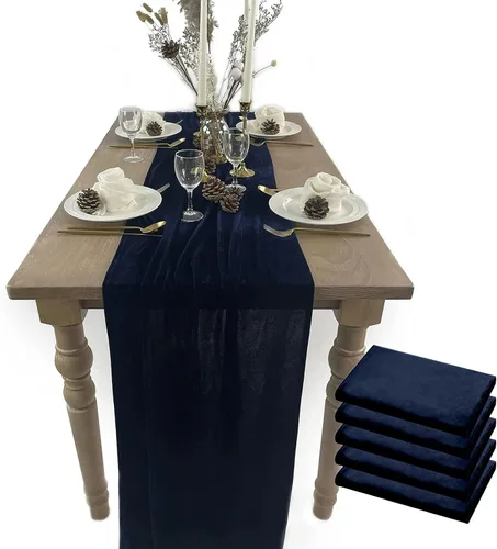 Miniatura 7 de Camino de mesa de terciopelo, decoración de recepción de boda de lujo de 10 pies, tela de terciopelo suave, superposición de lino para fiesta
