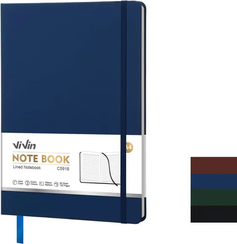 Miniatura 14 de ViVin Cuaderno A4 con rayas universitarias para el trabajo, diario de tapa dura de cuero de 8.5 x 11 pulgadas, 192 páginas, cuaderno rayado