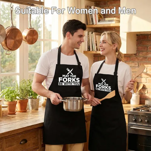 Miniatura 4 de Divertido delantal para cocinar y asar a la parrilla con 2 bolsillos, delantal de chef de barbacoa para hombres, regalo para papá, marido, novio