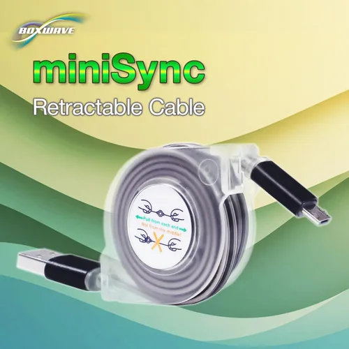 Miniatura 9 de BoxWave Cable compatible con Trezor One - miniSync, cable de sincronización portátil retráctil