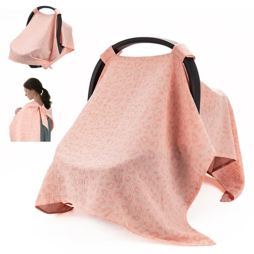 Miniatura 11 de SERAPHY Funda de Asiento de Coche 100% Algodón Muslin para Bebé, Fundas Universales para Asiento de Coche, Toldo Respirable para Asiento de Coche