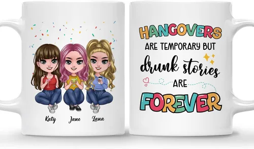 Miniatura 19 de Gossby Taza de café personalizada de la amistad, regalo personalizado Besites para mujeres con diseño de muñeca, nombre, cita – cumpleaños, Navidad