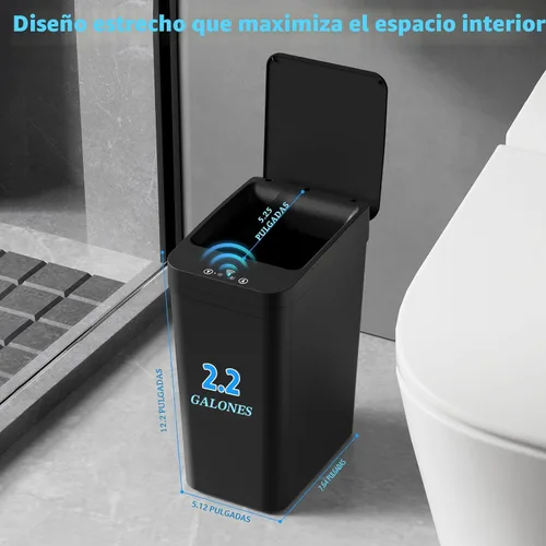 Miniatura 4 de Bote de Basura para Baño con Tapa, KOEYLE Paquete de 2 de 2.2 Galones Bote de Basura Automático sin Contacto, Bote de Basura Inteligente Pequeño