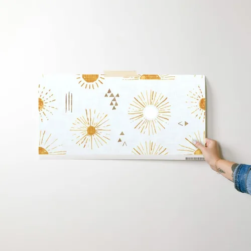 Miniatura 7 de Spoonflower Papel tapiz autoadhesivo para despegar y pegar, color crema de sol, cielo amarillo, bohemio, sol, papel tapiz extraíble personalizado