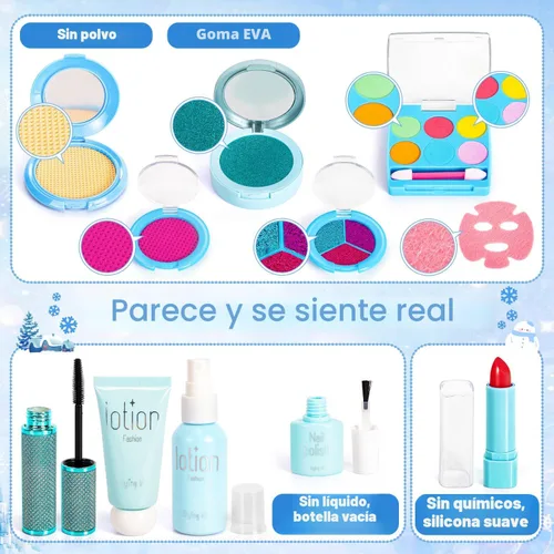 Miniatura 5 de Hohosunlar Maquillaje de simulación Frozen para niñas, juguetes 3-5 años, maquillaje de juguete falso, juguetes de princesa de Frozen para niñas