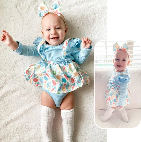 Miniatura 141 de Unutiylo Ropa de bebé recién nacida prematura con tirantes, traje de otoño e invierno, traje de manga larga con volantes
