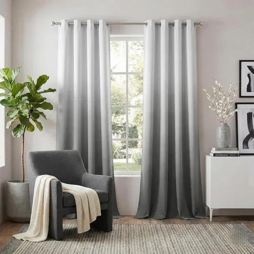 Miniatura 21 de NICETOWN Cortinas Oscurecedoras de 84 pulgadas de Largo para Sala de Estar, Cortinas de Privacidad Ombré Blanco y Negro con Ojales para Blanco a