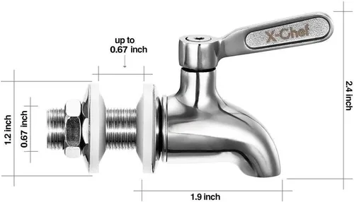 Miniatura 6 de X-Chef Reemplazo de la espita del dispensador de bebidas, espita de metal de acero inoxidable para tarro de vidrio y dispensador de bebidas