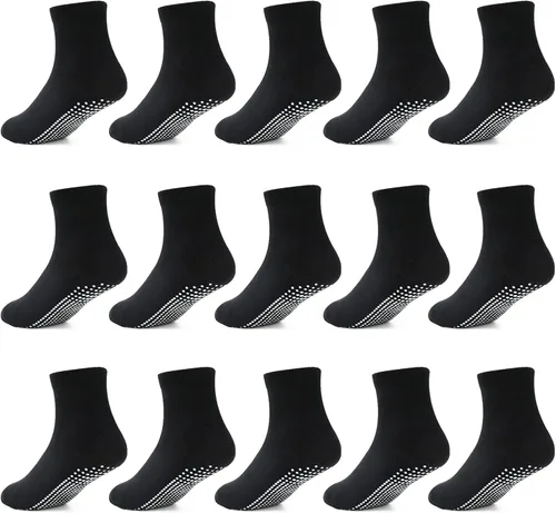 Tphon Calcetines para niños pequeños con pinzas para niños y niñas, calcetines antideslizantes para niños, 15 pares de calcetines de media