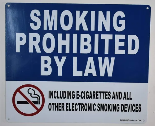 Miniatura 6 de Prohibido fumar por ley, incluyendo cigarrillos electrónicos y todos los demás dispositivos electrónicos para fumar letrero