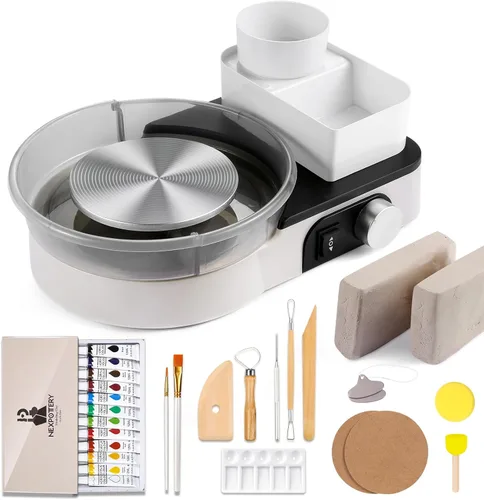 Rueda de alfarería para niños, adultos y principiantes - Juego completo de alfarería para adolescentes con plato giratorio de 6", arcilla de 2.2 lb,