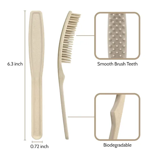 Miniatura 6 de CORAL 3 cepillos de pelo de bambú – 100% compuesto compostable de fibra de bambú a base de plantas, duradero, antiestático y resistente al calor