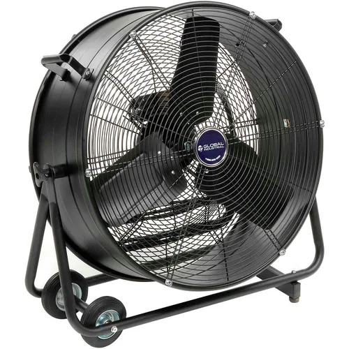 Global Industrial Ventilador de tambor inclinable portátil de 24" de diámetro, 7700 CFM, 1/3 HP, 1 fase, 2 velocidades, 120 voltaje, 1100 RPM,