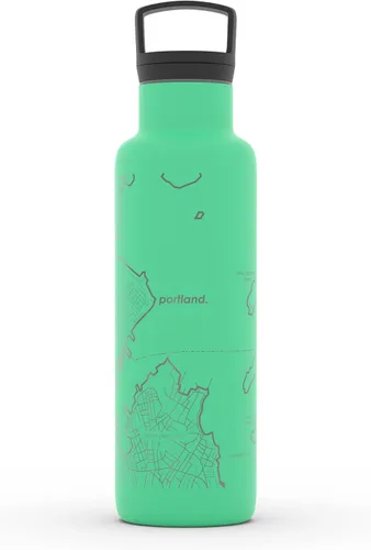 Miniatura 85 de Well Told Botella de agua aislada con mapa de Washington DC grabado, botella de acero inoxidable grabada (21 onzas, blanco) botella aislada de mapa