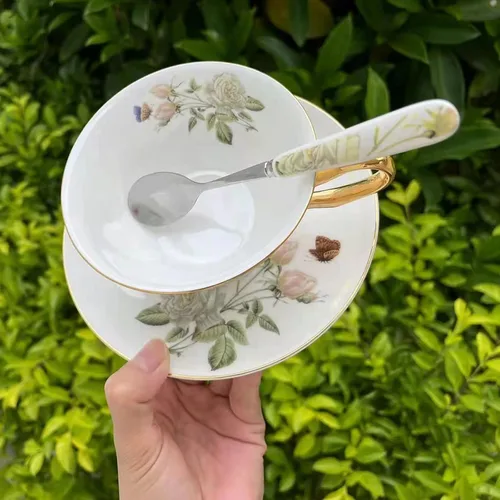 Miniatura 4 de Honorable Taza de café, capuchino, taza de té, con platillo para leche, porcelana de hueso fino, esmalte reactivo, 6.8 onzas-1 unidad