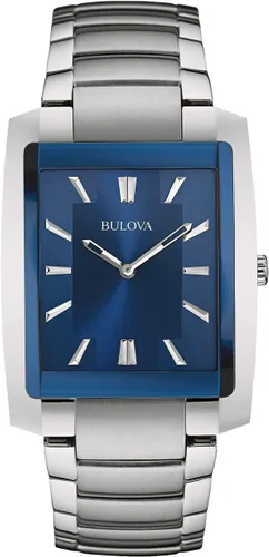 Bulova Reloj clásico de cuarzo rectangular de 2 manecillas para hombre