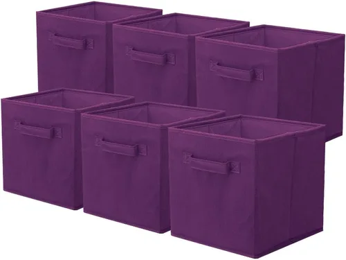 Miniatura 24 de PowerKing Cubos de almacenamiento plegables con asas, contenedores plegables de tela para estantes de armario, contenedores de almacenamiento Naranja