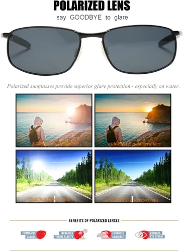 Miniatura 4 de ZHILE 8-base gafas de sol polarizadas con marco de metal, curvas, para hombre