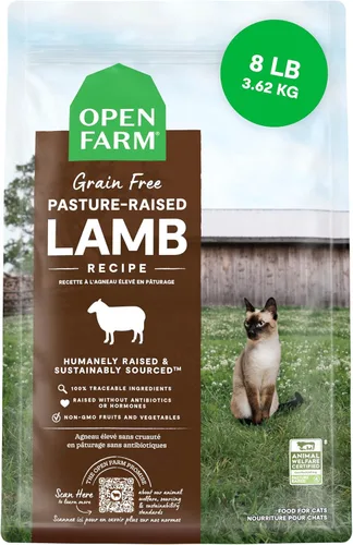 Miniatura 16 de Open Farm - Alimento seco para gatos sin granos de cordero criado en pasto, receta de cordero criado humanamente con superalimentos sin OMG y sin