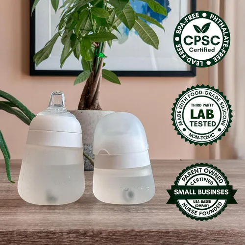 Miniatura 6 de Kit de conversión de vasos para biberones Nanobébé Flexy de silicona, 2 unidades, pezones de silicona suave de grado alimenticio y popote