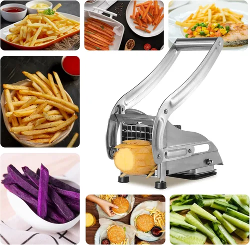Miniatura 5 de REDANT Cortador profesional de papas fritas – Cortador de patatas de acero inoxidable con 2 cuchillas (1/2 y 1/3 pulgadas) y pies de succión