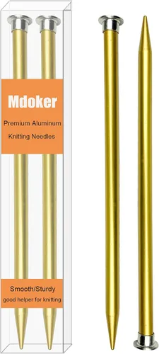Miniatura 15 de Mdoker Agujas de tejer de aluminio de 13.8 pulgadas, aguja de tejer para suéter de metal recto de un solo punto de color para proyectos de tejer