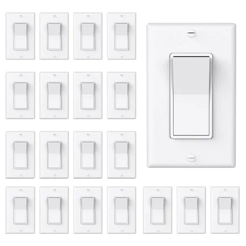 Miniatura 14 de ThunderWay - Interruptor de luz para decoración de 3 vías con placas de pared, 15 A 120/277 V, interruptores basculantes de pared Decora de tres