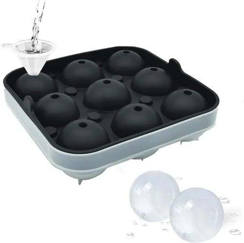 Miniatura 14 de Samuelworld - Gran molde para bolas de hielo con tapa, bolas de hielo de 6 x 2,5 pulgadas - Sin BPA, bandeja de hielo redonda de silicona fácil