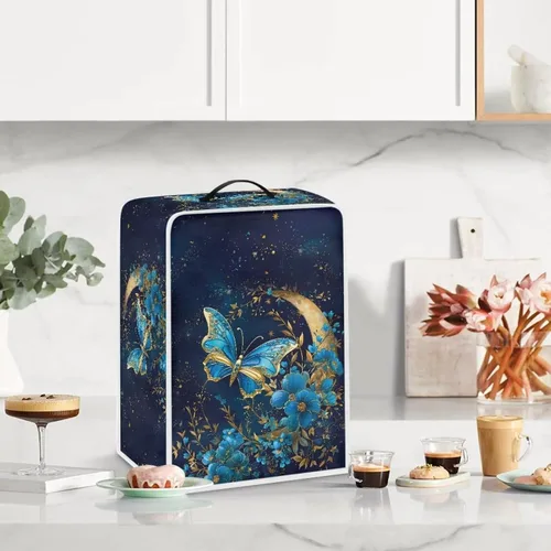 Miniatura 3 de DISNIMO Cubierta antipolvo para cafetera de mariposa azul, fundas para máquina de hacer café de cocina con mango superior, cubierta