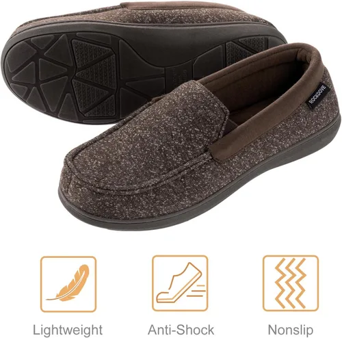 Miniatura 5 de RockDove Pantuflas tipo mocasín de espuma viscoelástica Tweed para hombre