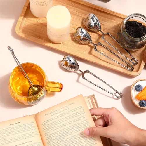 Miniatura 5 de Roshtia Infusor de té de corazón para difusores de té de hojas sueltas, filtros de acero inoxidable, cuchara para regalo de fiesta en el hogar, 50