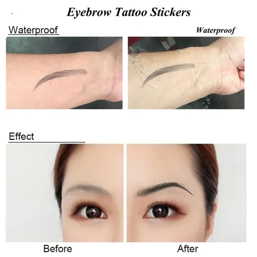 Miniatura 6 de 77 pares de calcomanías de tatuaje de cejas, 4D, impermeables, naturales, para cejas, de larga duración, perfectas para mujeres y niñas (negro)