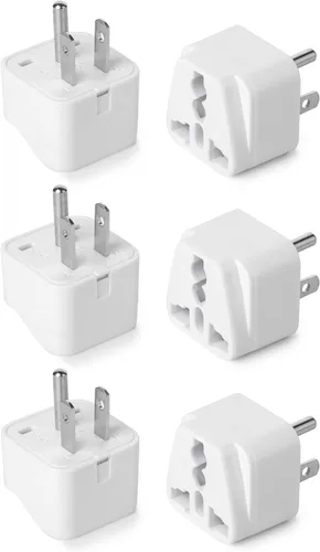 Miniatura 14 de Bates - Adaptador universal de enchufe de viaje, paquete de 2, convierte enchufes de la UE/Reino Unido y Asia a enchufe de EE. UU., adaptador