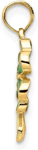 Miniatura 2 de Colgante de oro amarillo macizo de 14 quilates, 4 hojas, esmaltado, 0.787in x 0.394in