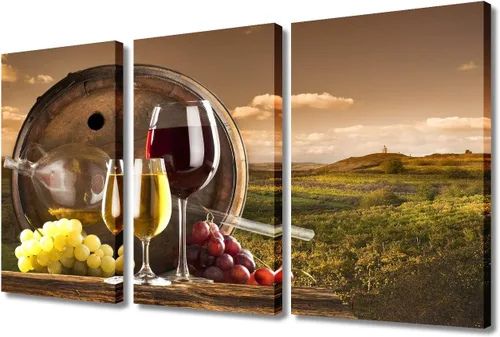 Miniatura 28 de Obra de arte para paredes del hogar, 3 paneles de letras de vino tinto, pinturas de corcho, impresiones HD, arte de pared de corcho de vino sobre