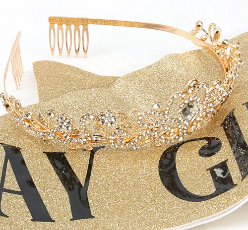Miniatura 5 de COCIDE Juego de Banda y Tiara de Pedrería para Niña de Cumpleaños - Banda de Cumpleaños Plateada y Tiara para Mujeres - Accesorios para el Cabello