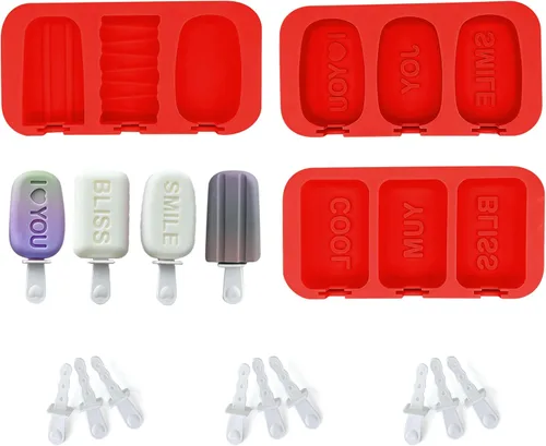 Miniatura 9 de Moldes de silicona para paletas con palitos, juego de moldes para paletas de fácil liberación, molde para paletas de hielo sin BPA, molde de helado